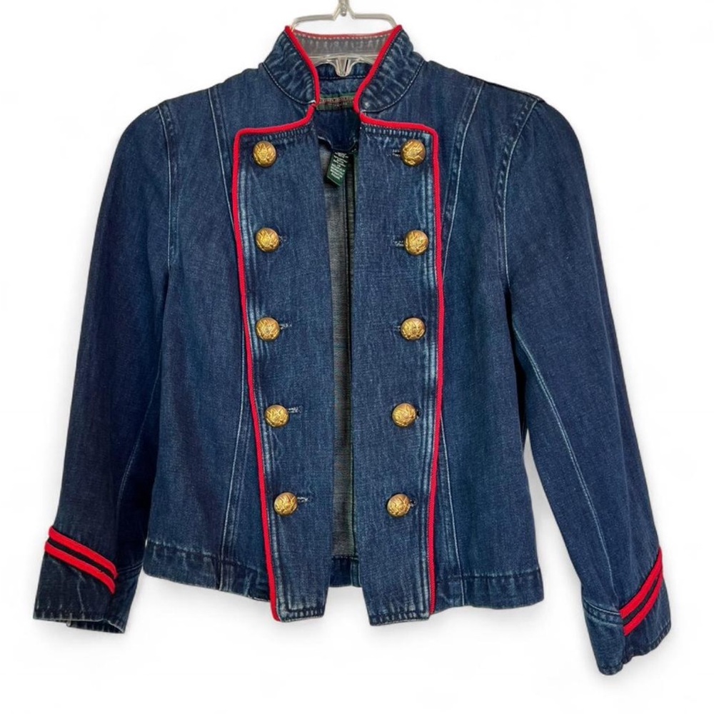 Lauren Ralph Lauren Denim Jean Jacket Military Style